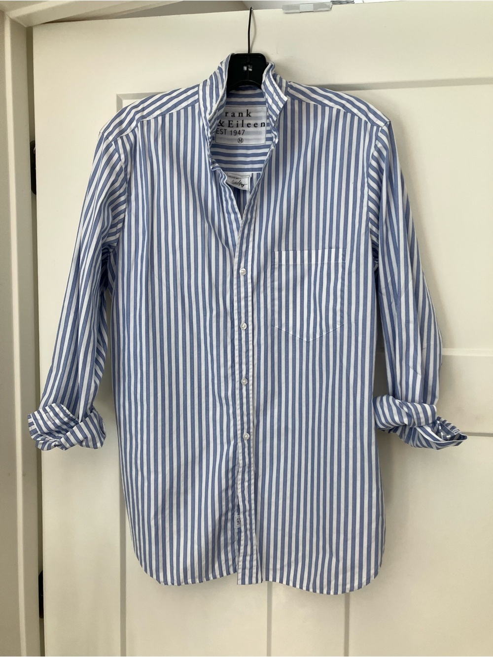 Frank & Eileen Joedy Light Blue and White Vertical Stripe Button-Down Shirt